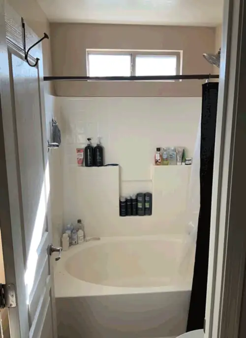 Before and after of a tub-to-shower conversion by AZ New Bath in the Phoenix area